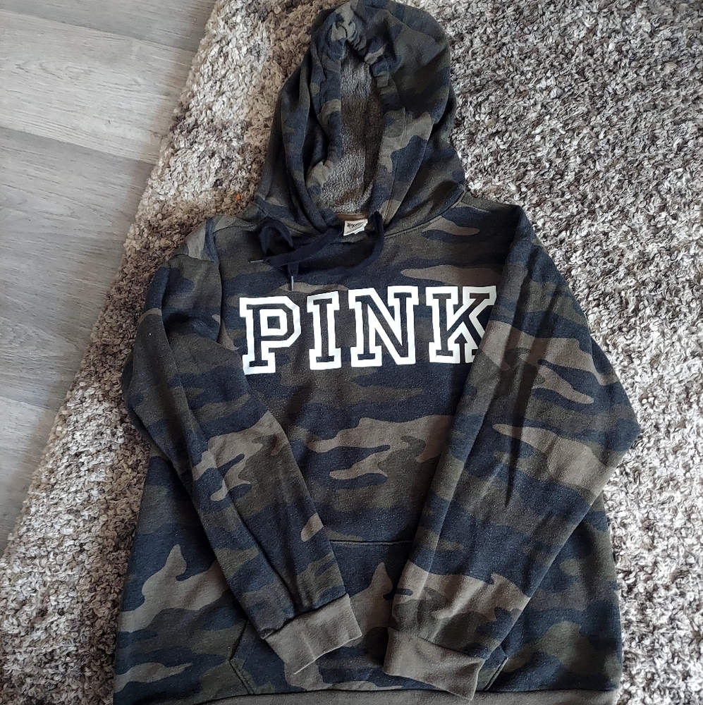Camouflage Hoodie with PINK Logo